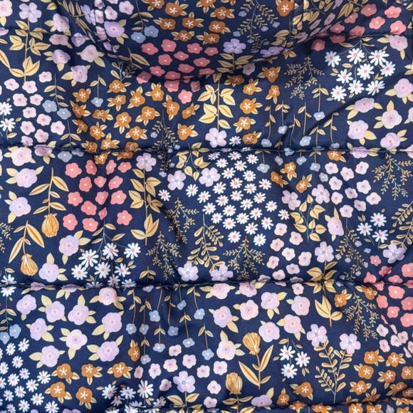 Carter's Kids Girls Floral Puffer Jacket Hooded Lined Navy Pink White - Picture 4 of 5